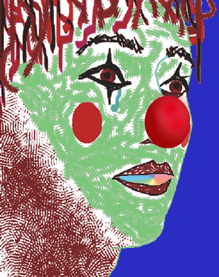 A sorrowful clown.