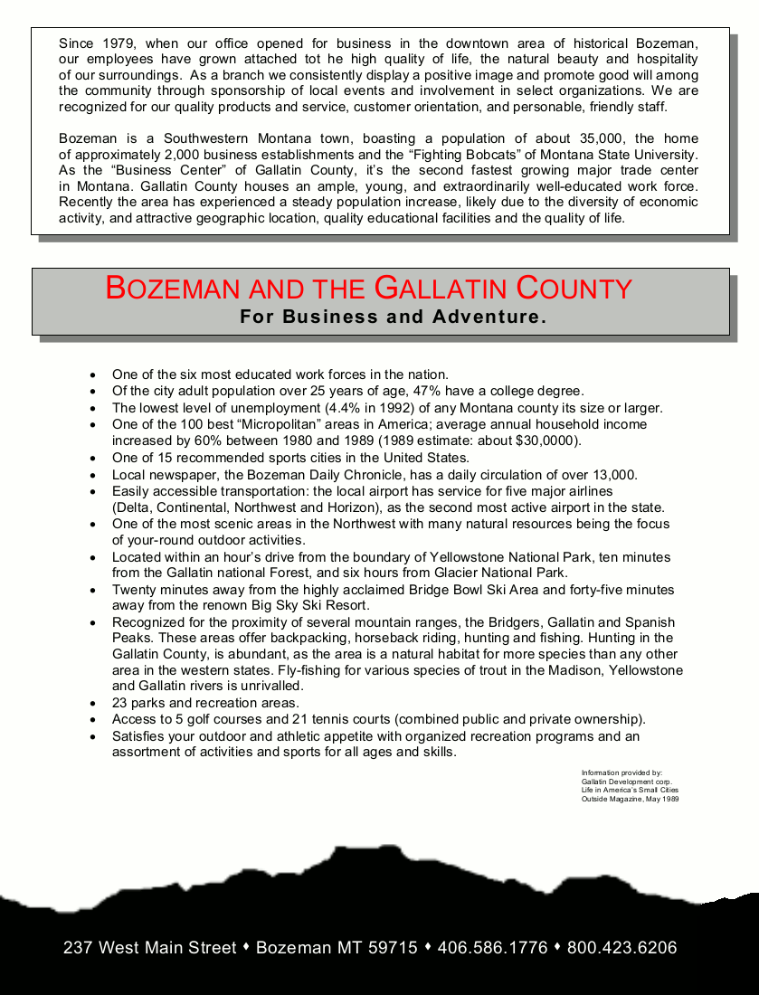 Page 8 of the Branch Brochure for Smith Barney Shearson, Inc. in Bozeman, Montana.